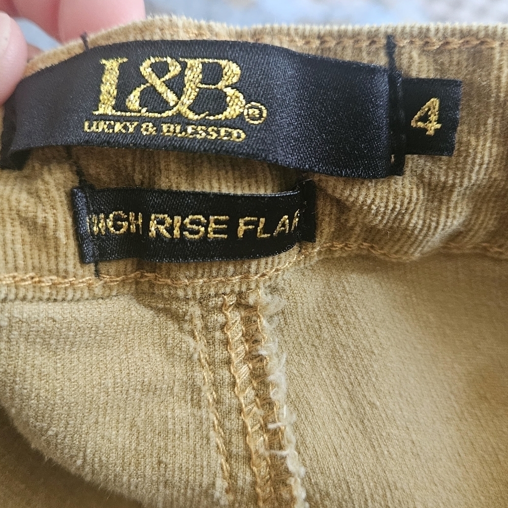 L&B Baby Courduroy Super Flare High Rise Pants In Mustard. Size 4 - Picture 2 of 13